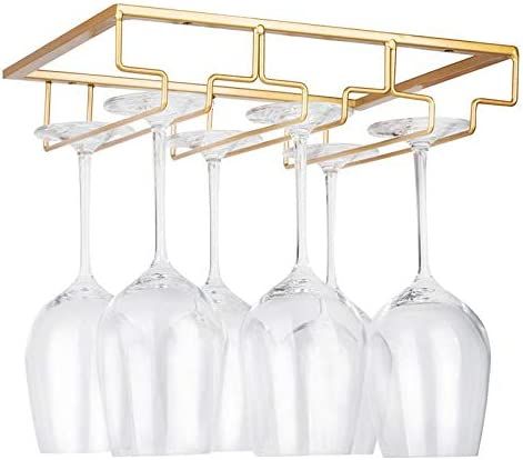 Wine Glass Rack - Under Cabinet Stemware Wine Glass Holder Glasses Storage Hanger Metal Organizer... | Amazon (US)
