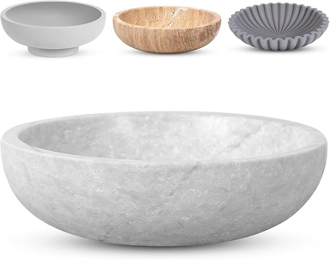 Travertine Decorative Bowl - 7.8” Diameter & 2” Height - Key Bowl for Entryway Table - Traver... | Amazon (US)