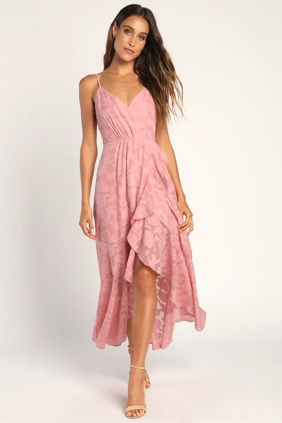 Near Your Heart Pink Burnout Floral High-Low Dress | Lulus (US)