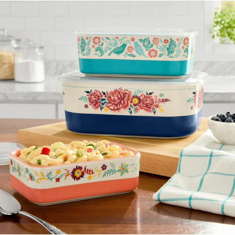 The Pioneer Woman Keepsake Floral 6-Piece Rectangular Ceramic Nesting Bowls | Walmart (US)