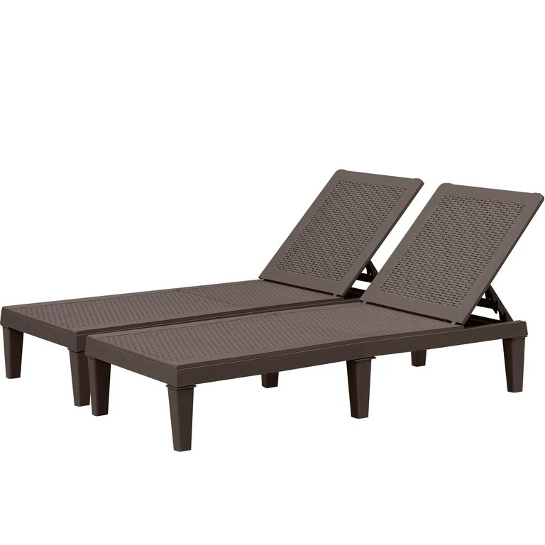 Homall 2 Pieces Patio Lounge Chair Outdoor Adjustable Chaise Lounge Chair, Dark Brown | Walmart (US)