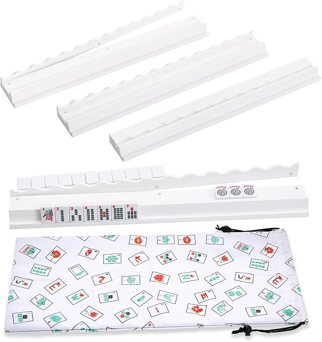 Mahjong Racks with Pushers, White Wooden American Mahjong Tile Pushers and Racks Set of 4, Mahjon... | Amazon (US)