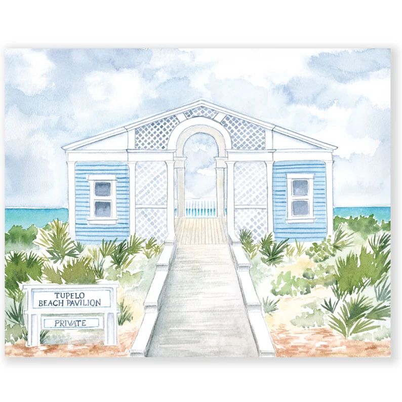 Tupelo Street Beach Pavilion Watercolor Art Print | 30A Seaside, Florida | Etsy (US)