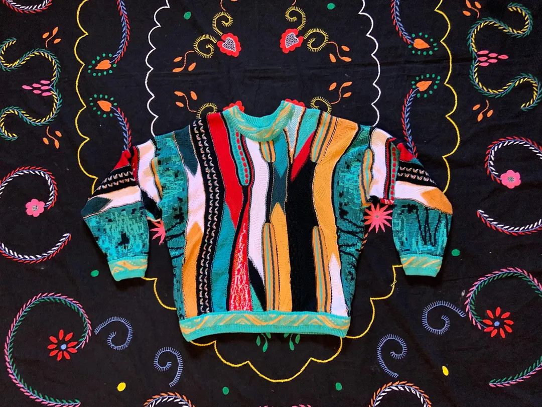 Vintage Coogi style multi colored sweater made in Australia | Etsy (US)