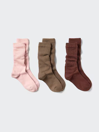 Women's Slouchy Socks 3 Pairs with Deodorizing Pink US W 7.5-10 UNIQLO US | UNIQLO (US)