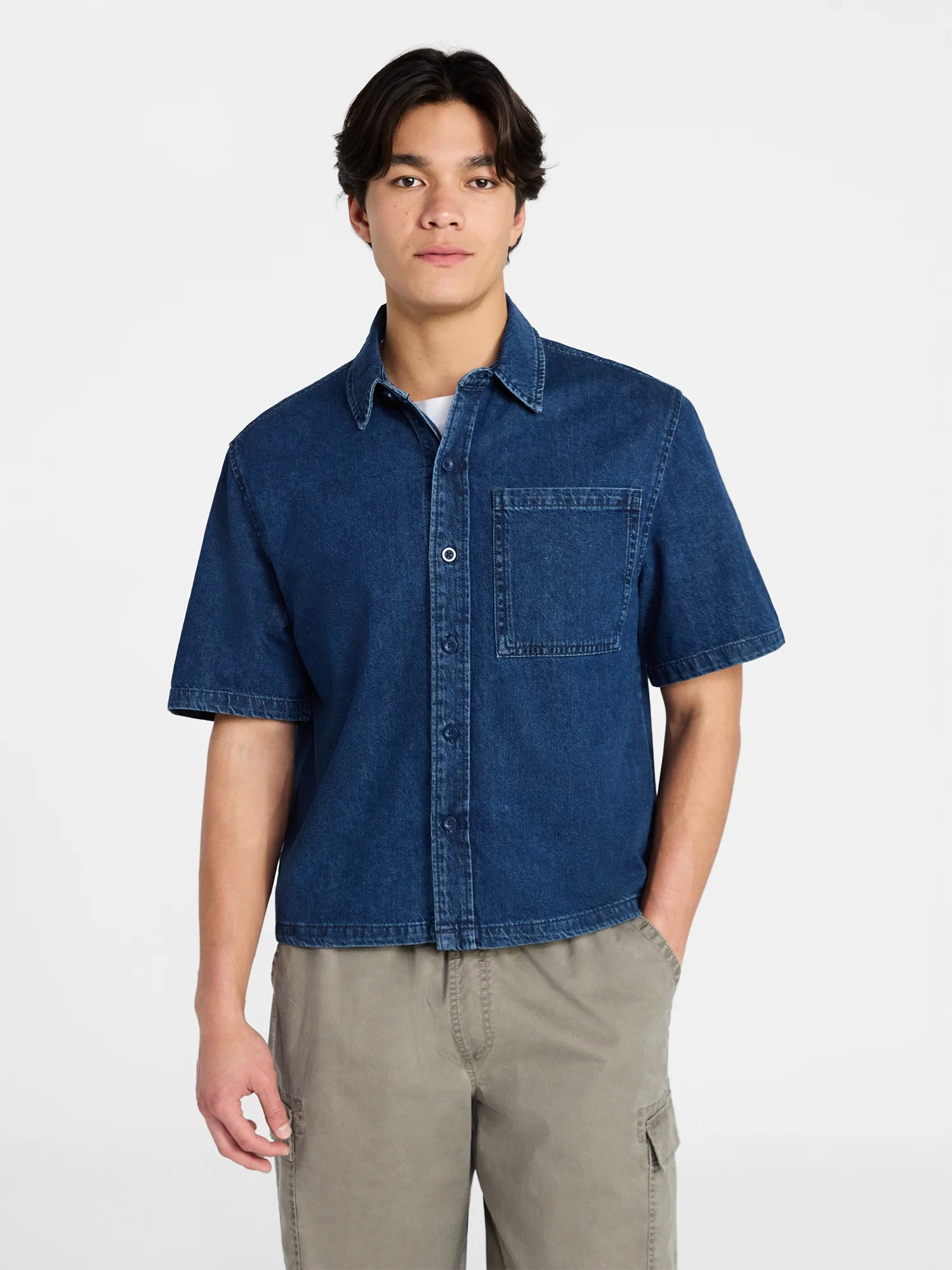 No Boundaries Boxy Shirt with Short Sleeves, Men's XS-5XL | Walmart (US)