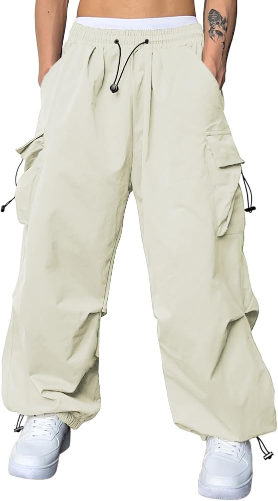 JMIERR Men's Baggy Cargo Pants Trendy Casual Parachute Pant Loose Fit Harem Joggers with Pockets ... | Amazon (US)