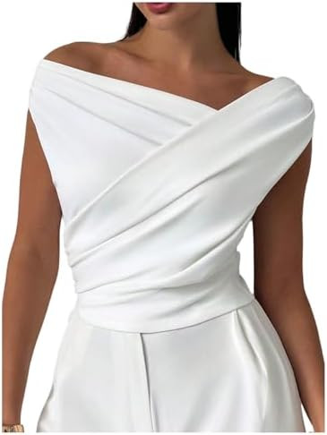 Women's Off The Shoulder Wrap Tank Top Sleeveless Tight Elegant Formal Party Going Out Tops | Amazon (US)