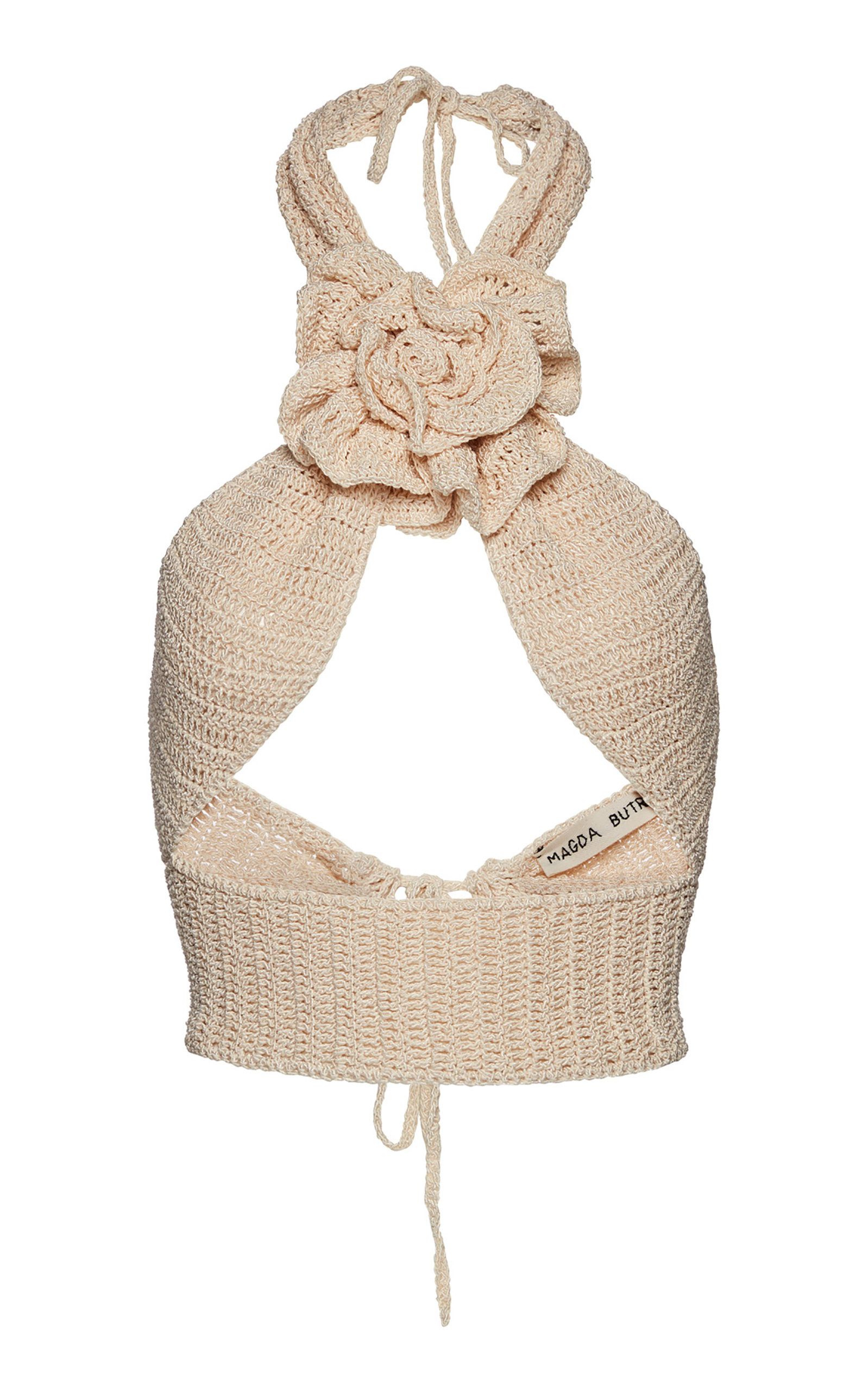 Floral Appliquéd Crochet Cropped Top | Moda Operandi (Global)