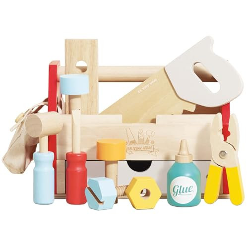 Le Toy Van - Cars & Construction Educational Wooden Tool Box Play Set for Role Play | Boys Pretend Play Wooden Tools - Suitable for 3 Year Olds and Older, Tool Box 12 Piece Set | Amazon (US)