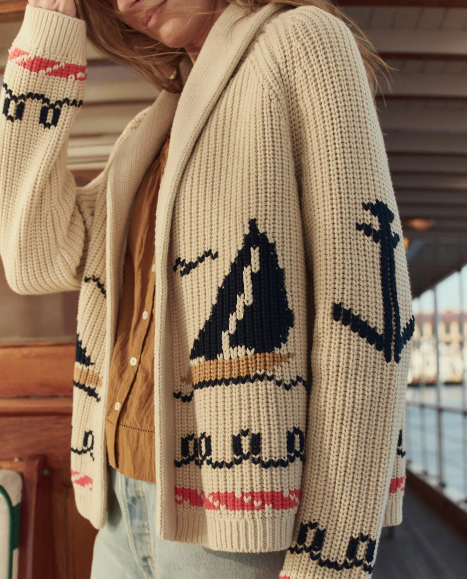The Sailboat Lodge Cardigan. -- Cream | THE GREAT.