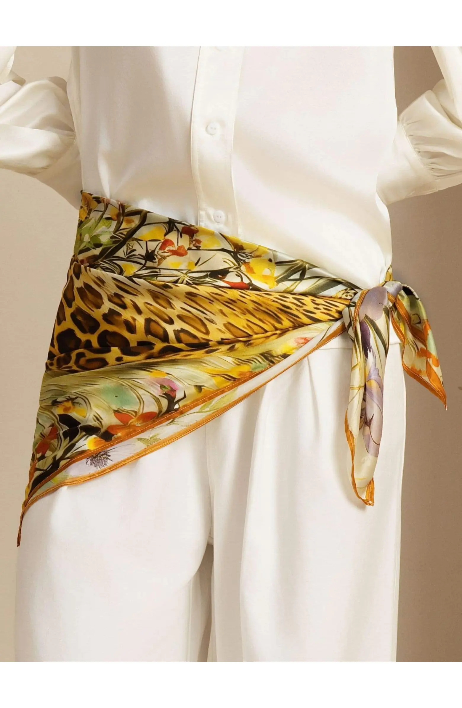 Pure Silk Leopard & Floral Scarf | Nordstrom
