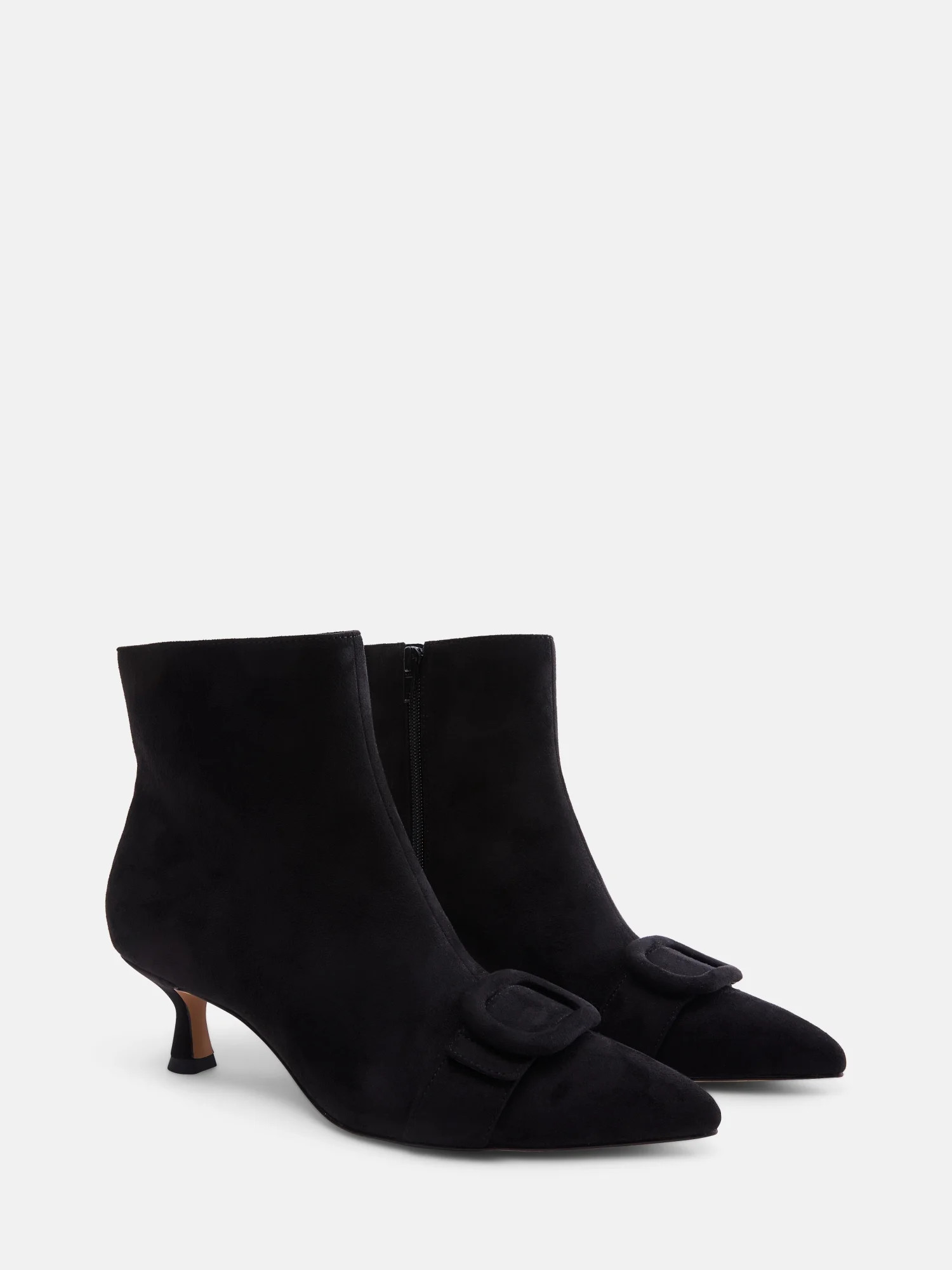 Free Assembly Women's Faux Suede Buckle Booties with Kitten Heel | Walmart (US)