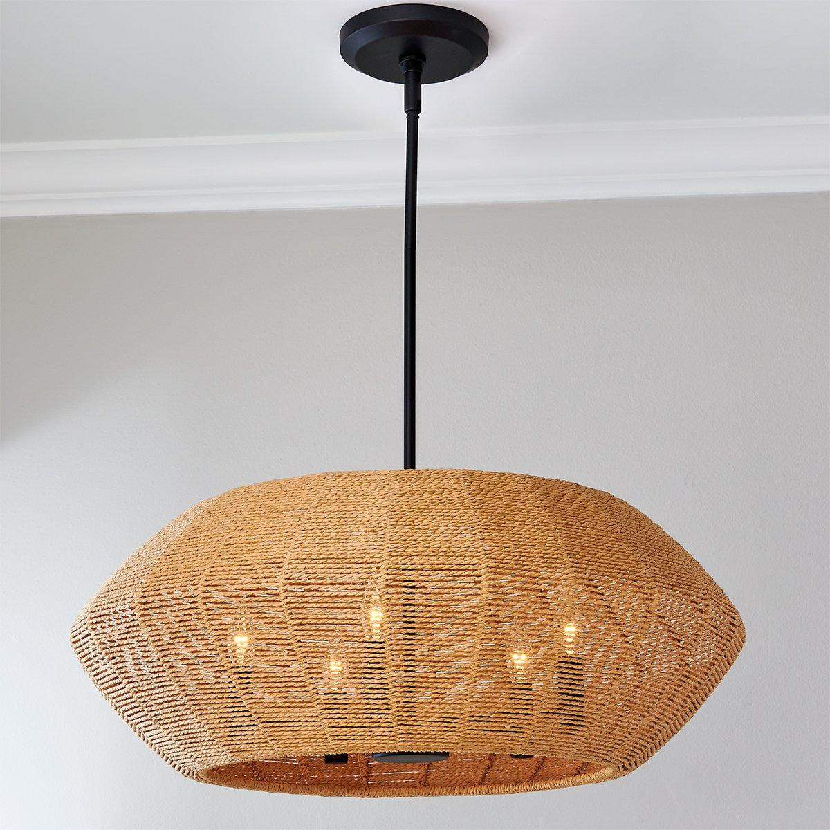 Organic Modern Rattan Chandelier - 5 Light | Shades of Light