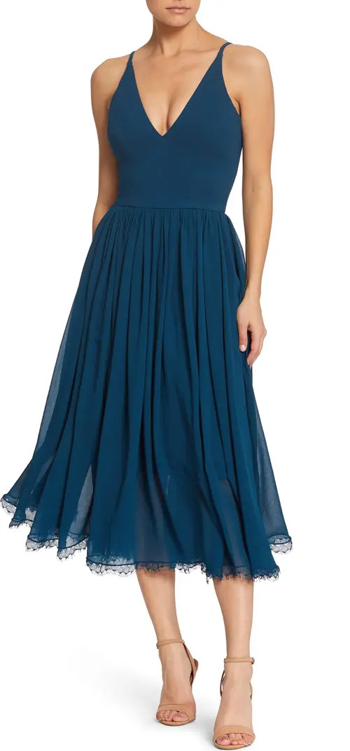 Alicia Mixed Media Midi Dress | Nordstrom