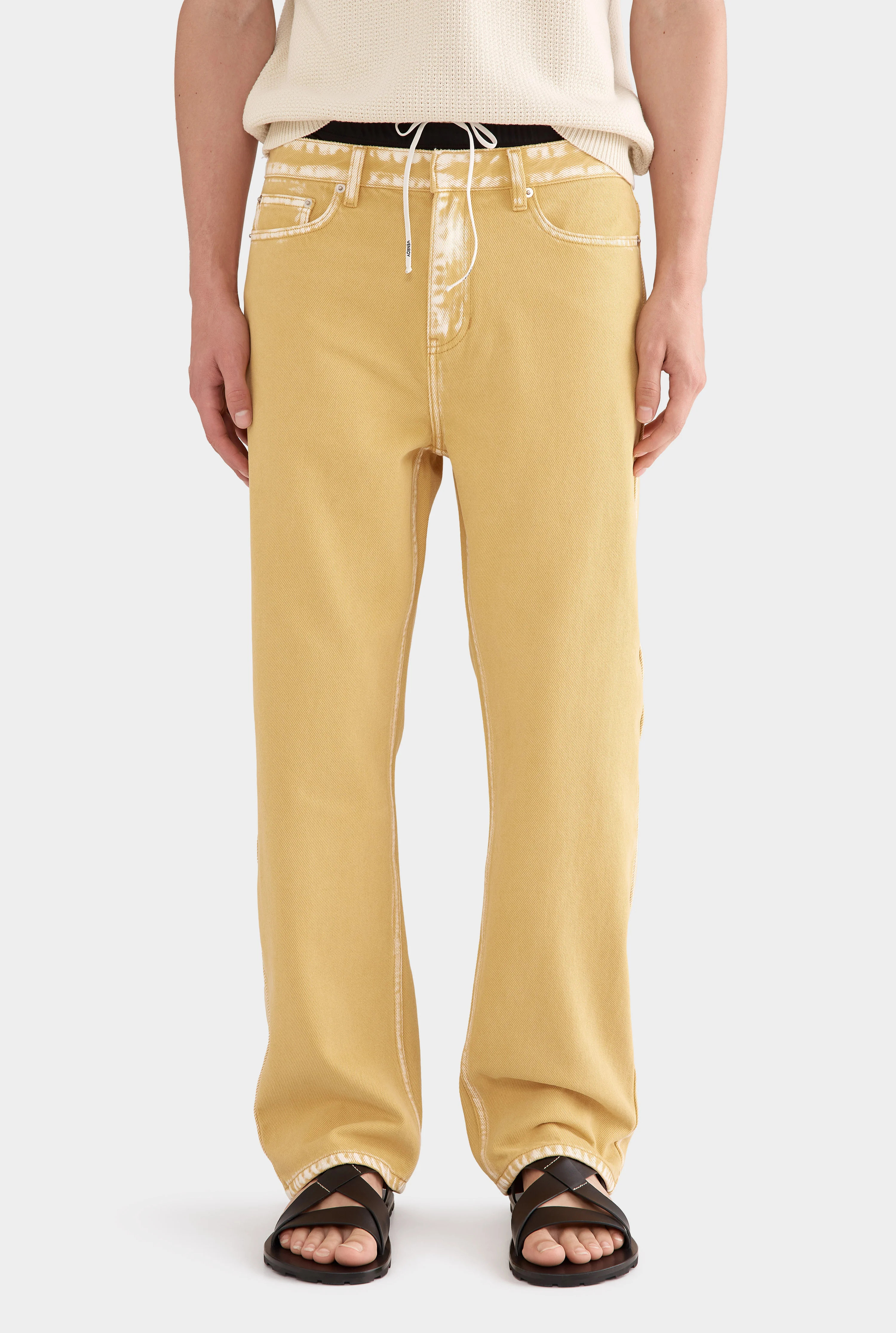 Mens Straight Leg Denim Jean Amber Yellow | Venroy | Venroy AU