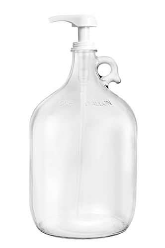 Gallon Glass Pump Dispenser Bottle, Large Jug Laundry Liquid Detergent Dispenser with Pump for Laundry Room Organization, Soap, Fabric Softener, Commercial Condiment Dispenser- 128 oz by Kitchentoolz | Amazon (US)