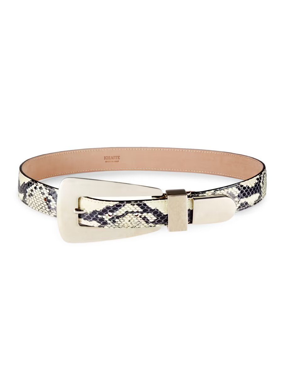 The Lucca Python-Printed Leather Belt | Saks Fifth Avenue