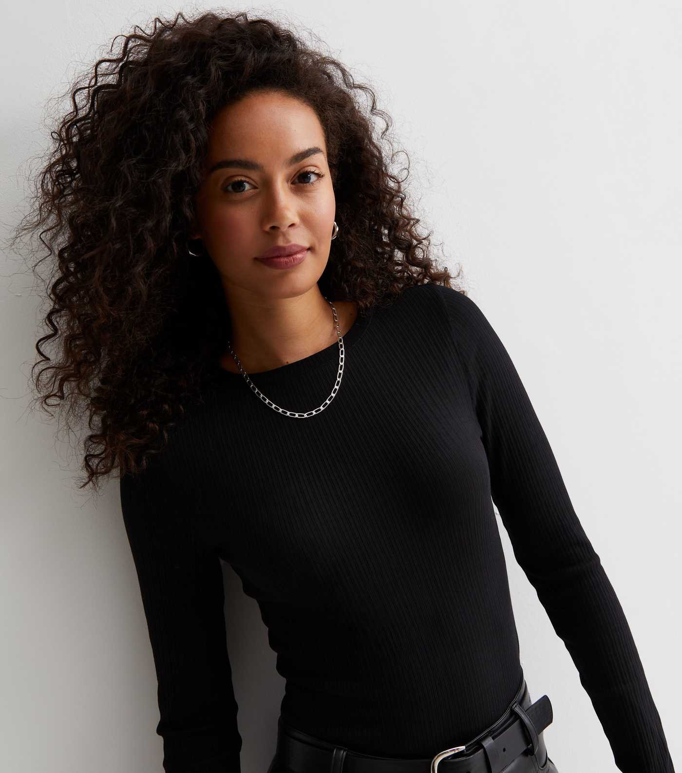 Tall Black Ribbed Jersey Crew Neck Bodysuit | New Look | New Look (UK)