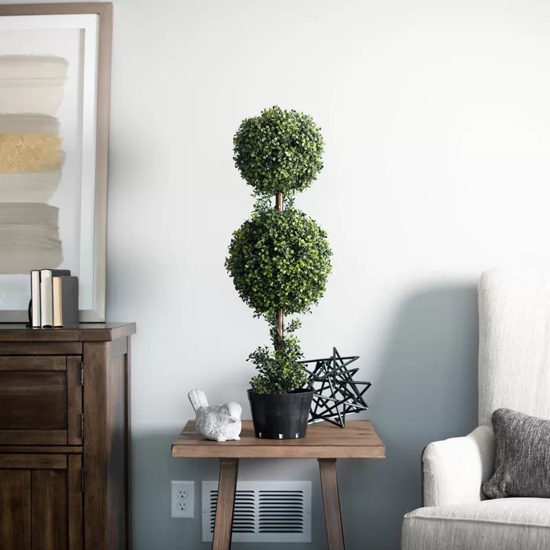 Double Ball Boxwood Topiary in Planters | Wayfair North America