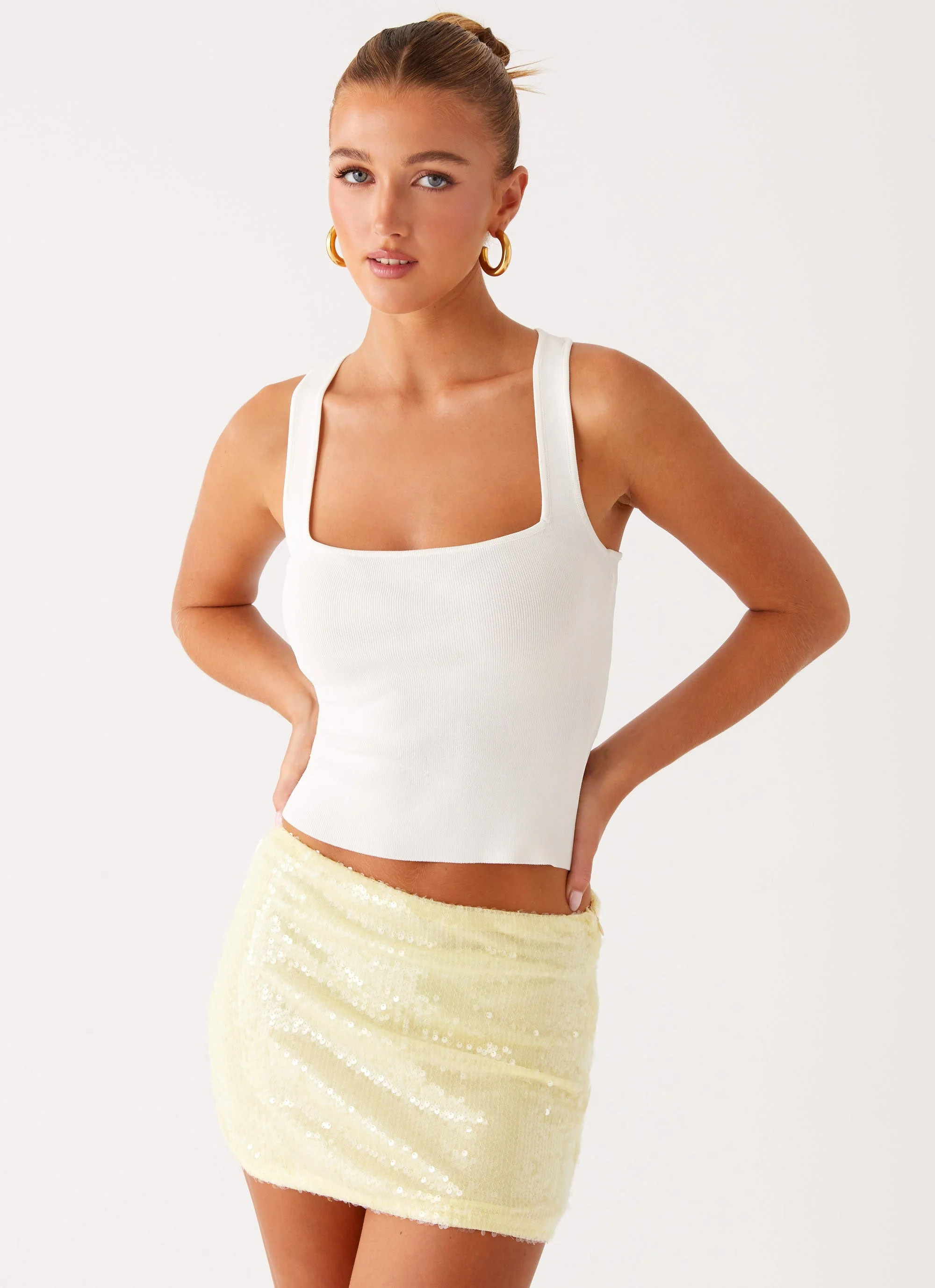 Nostalgic Nights Sequin Mini Skirt - Lemon Spritz | Peppermayo (Global)