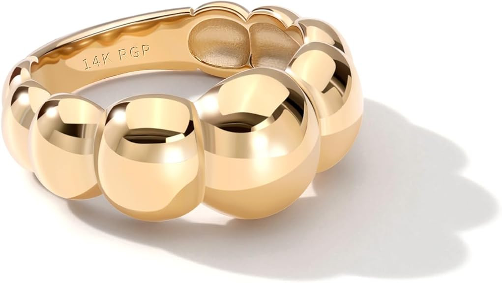 Chunky Dome Rings for Women and Men Cute Fat Puffy Statement Thumb Band High Polished Comfort Bub... | Amazon (US)