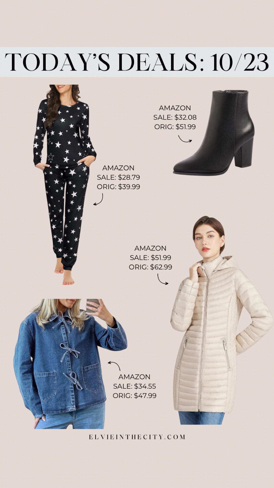 Today’s deals include a long sleeve pajama set (be sure to clip the coupon for the full savings), black boots, a denim shacket (there are two coupons for this one - be sure to clip both of them), and a long puffer jacket.

Ootd, fall jacket, fall outfit idea, fall boots, holiday pajamas, fashion over 40

#LTKStyleTip #LTKSaleAlert #LTKFindsUnder50