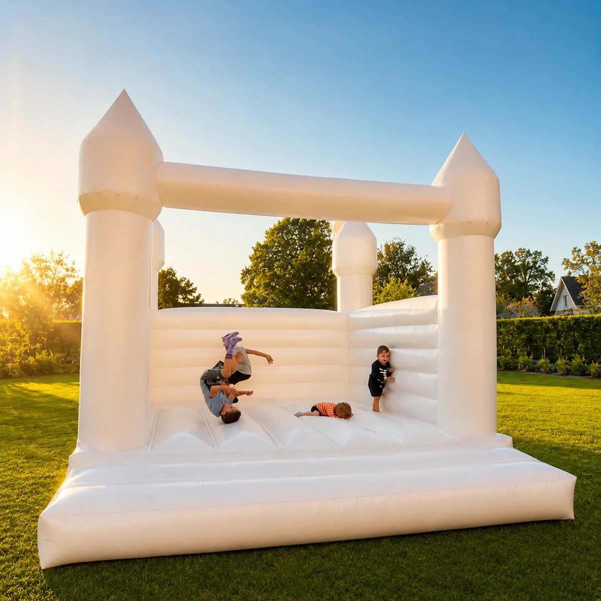 13FT Commercial Grade White Bounce House with Air Blower, Inflatable Bouncer for Weddings, Birthd... | Wayfair North America