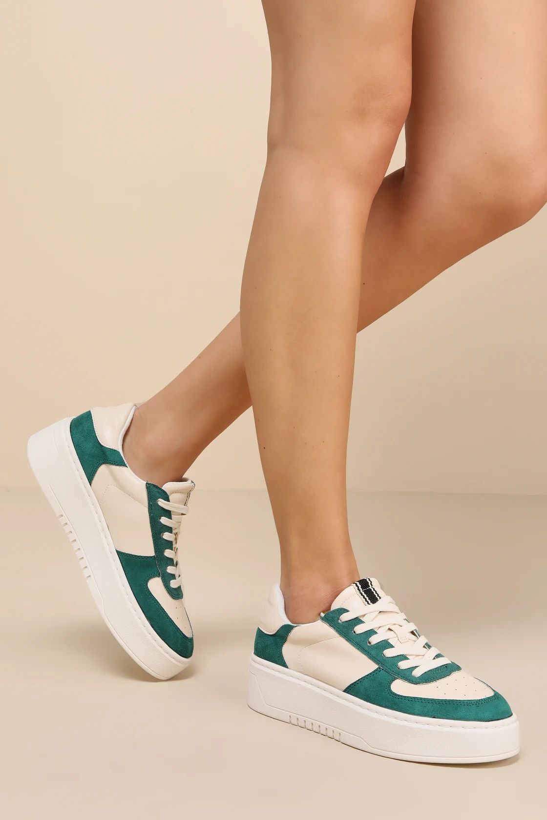Shirley Forest Green Color Block Flatform Sneakers | Lulus