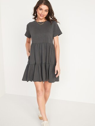 Short-Sleeve Tiered Mini Swing Dress for Women | Old Navy (CA)
