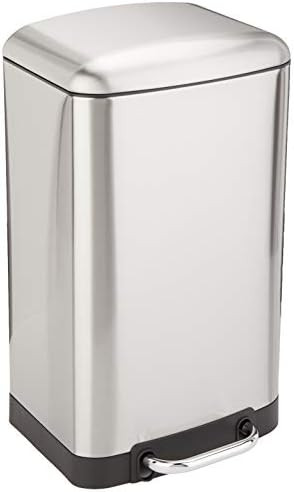 Amazon Basics 20 Liter / 5.3 Gallon Soft-Close, Smudge Resistant Trash Can with Foot Pedal - Nick... | Amazon (US)