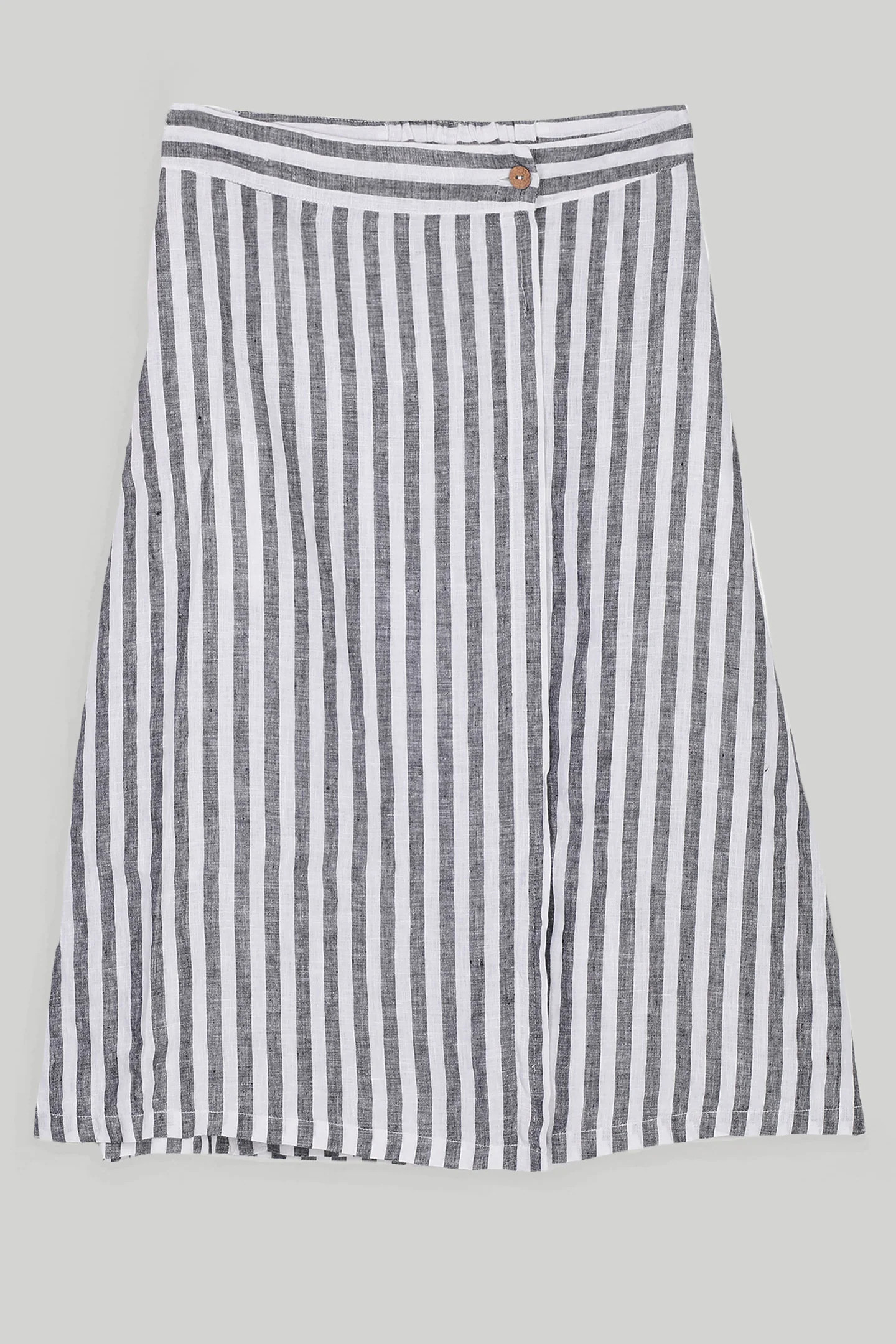 Overlap Midi Skirt in Linen Stripes | Reistor