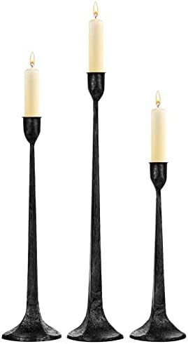 Iron Taper Candle Holder Set of 3 - Decorative Tall Candle Stand, Candlestick Holder for Wedding,... | Amazon (US)