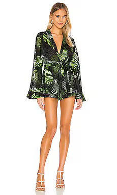 Camila Coelho Amelia Romper in Black Palm from Revolve.com | Revolve Clothing (Global)