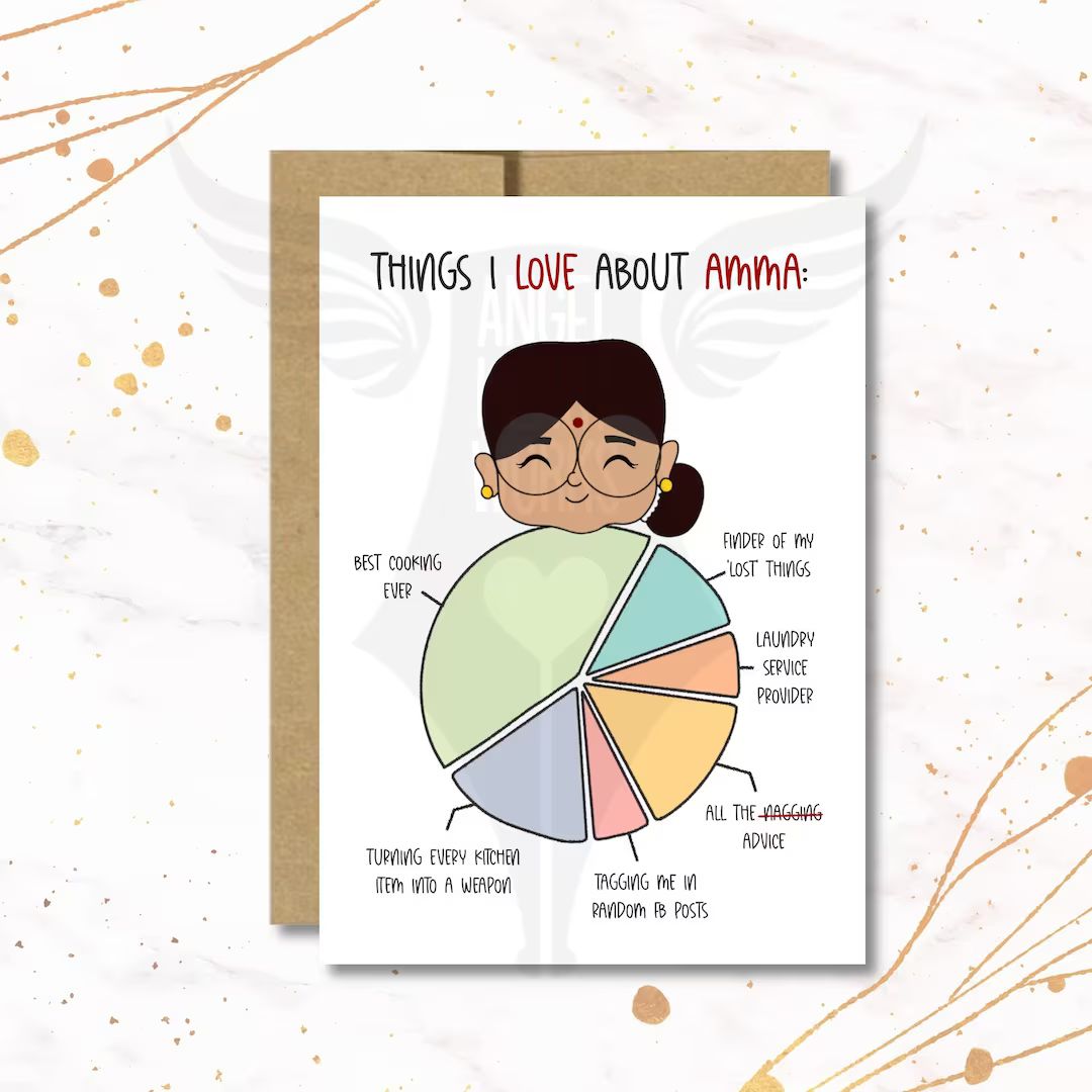 Mom Pie Chart Indian Greeting Card | Mother's Day Greeting Card | Etsy (US)