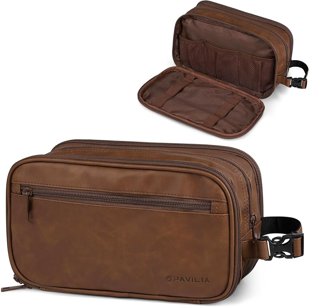 PAVILIA Toiletry Bag for Men, Travel Pouch Essentials Shaving Dopp Kit, Travel Bag Toiletries Org... | Amazon (US)