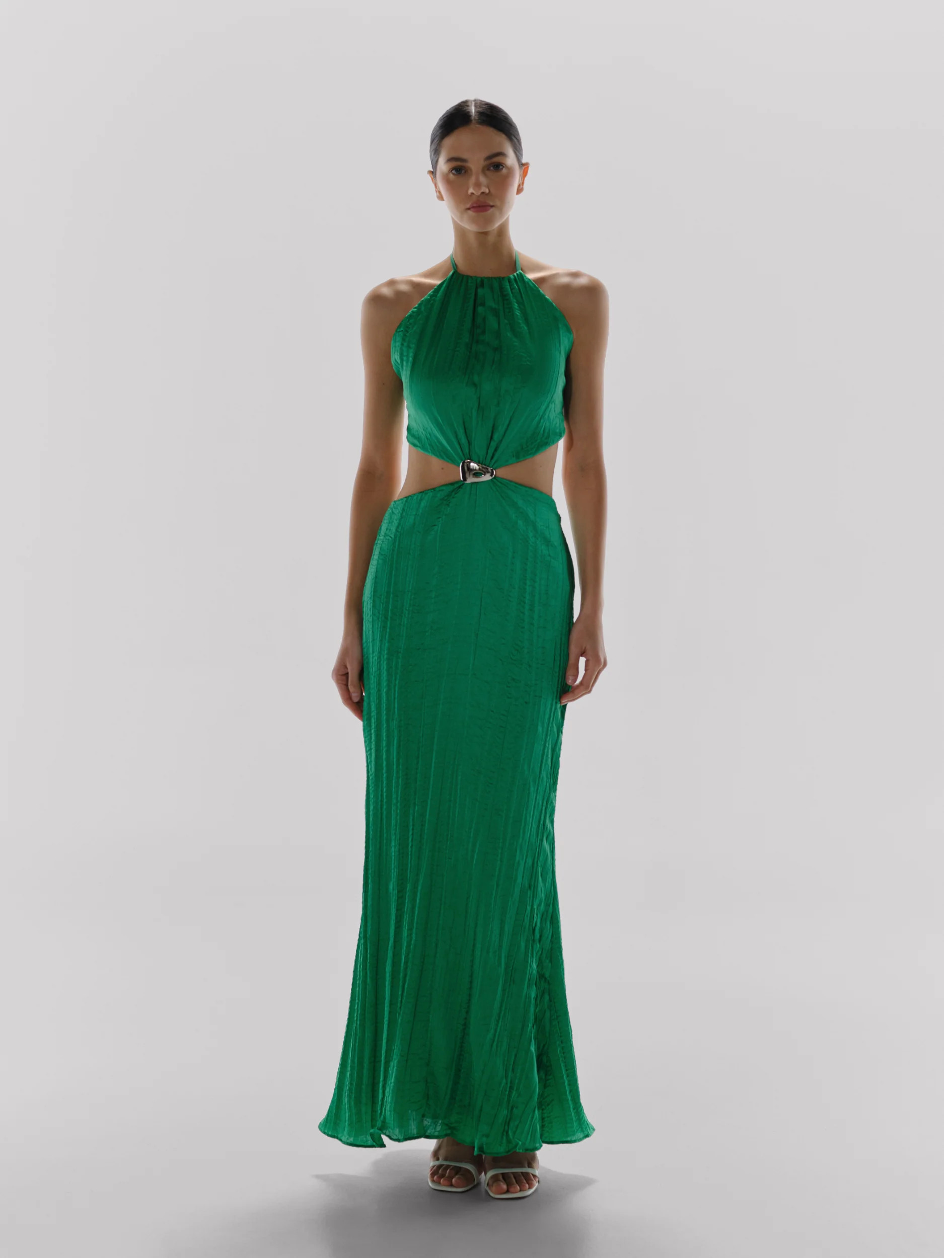Lexi Maxi Dress Green in Satin - Spring Summer 25 | BAOBAB INT