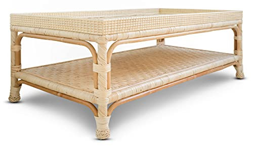 Pebble & Crane - Rattan Rectangular Coffee Table - Woven Wicker Accent Table - Retro-Inspired Home D | Amazon (US)