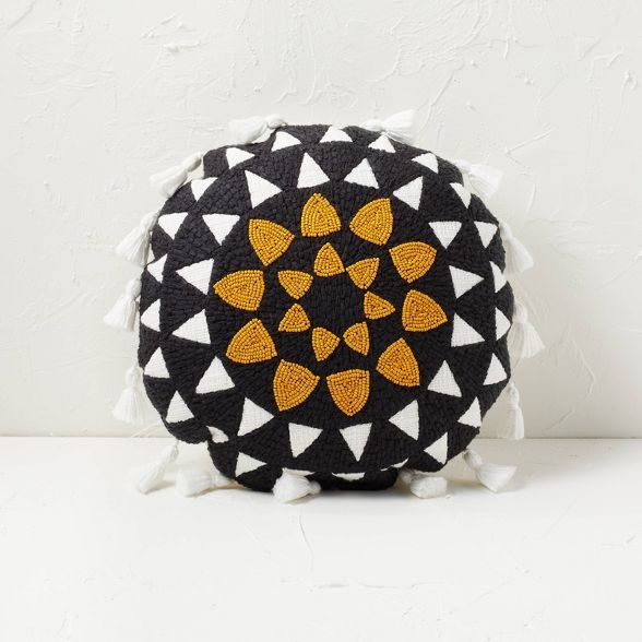 Beaded Sun Round Throw Pillow Black/White - Opalhouse&#8482; designed with Jungalow&#8482; | Target
