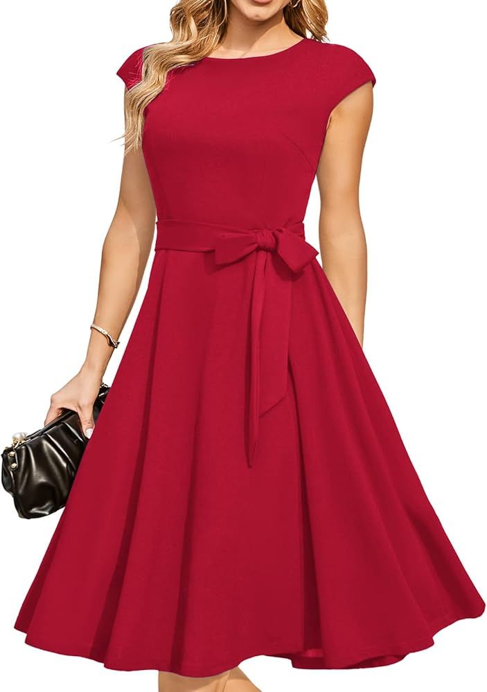 DRESSTELLS Cocktail Dresses Modest Wedding Guest Dress 2023 Fall Casual Dress, Homecoming & Prom | Amazon (US)