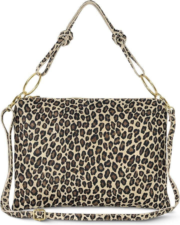 Italian Genuine Suede Shoulder Bag for Women | Rectangular Slim Handbag with Zipper, Top Handle &... | Amazon (US)