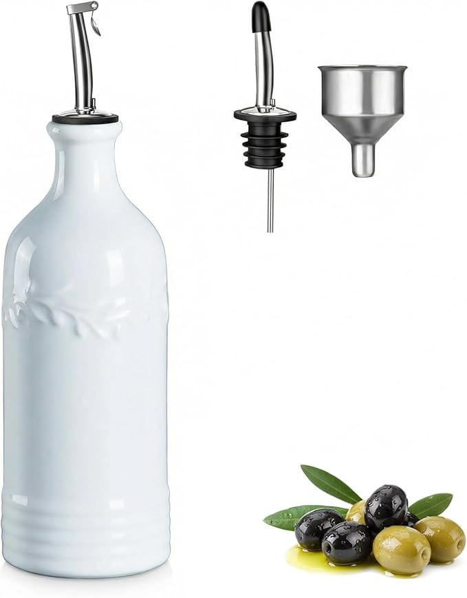 ONEMORE Ceramic Olive Oil Dispenser Bottle with Pour Spouts & Funnel, 17 oz Refillable Kitchen Oi... | Amazon (US)