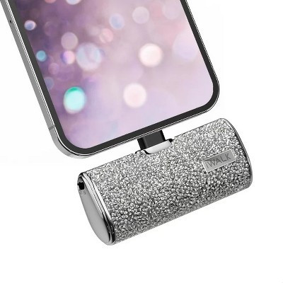 iWALK Small Portable Sparkly Charger Power Bank 4500mAh Ultra-Compact Battery Pack Compatible with iPhone 14/13/12/11/XR/XS/X/8/7/6 & Airpods - Silver | Target