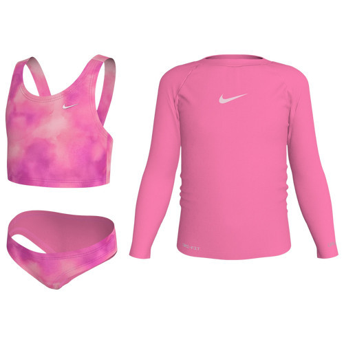Girls Preschool Nike Nike Long Sleeve Hydroguard Midkini Set - Girls' Preschool Pink Glow/White Size 6X | Kids Foot Locker (US)