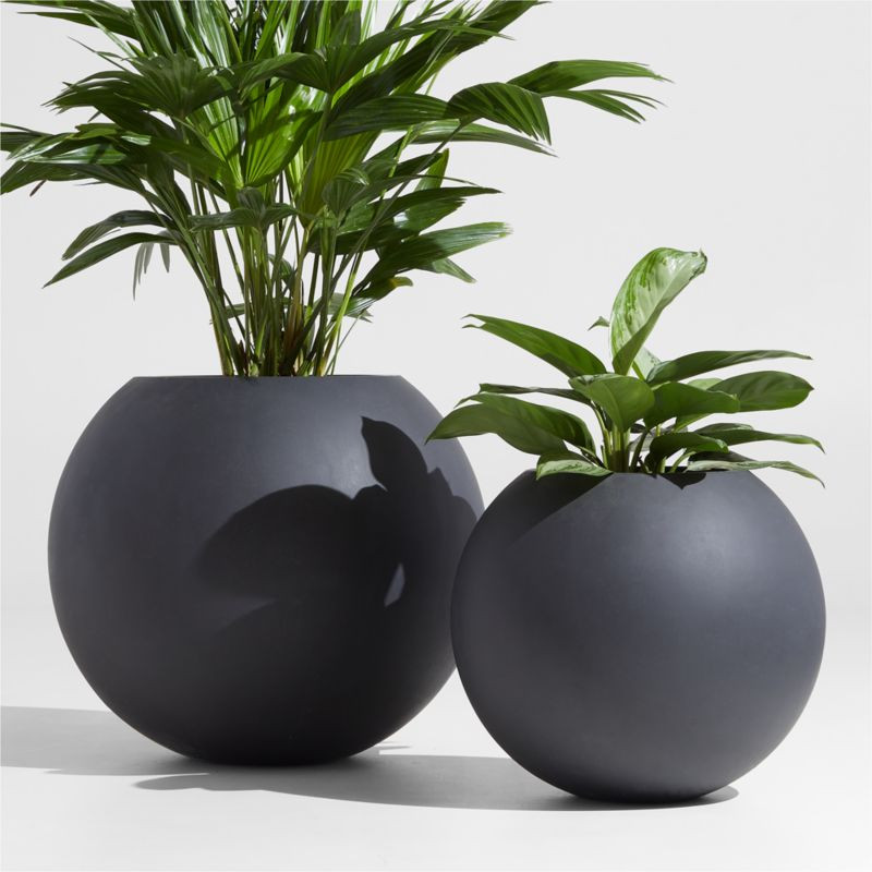 Sphere Dark Gray Indoor/Outdoor Planters | Crate & Barrel | Crate & Barrel