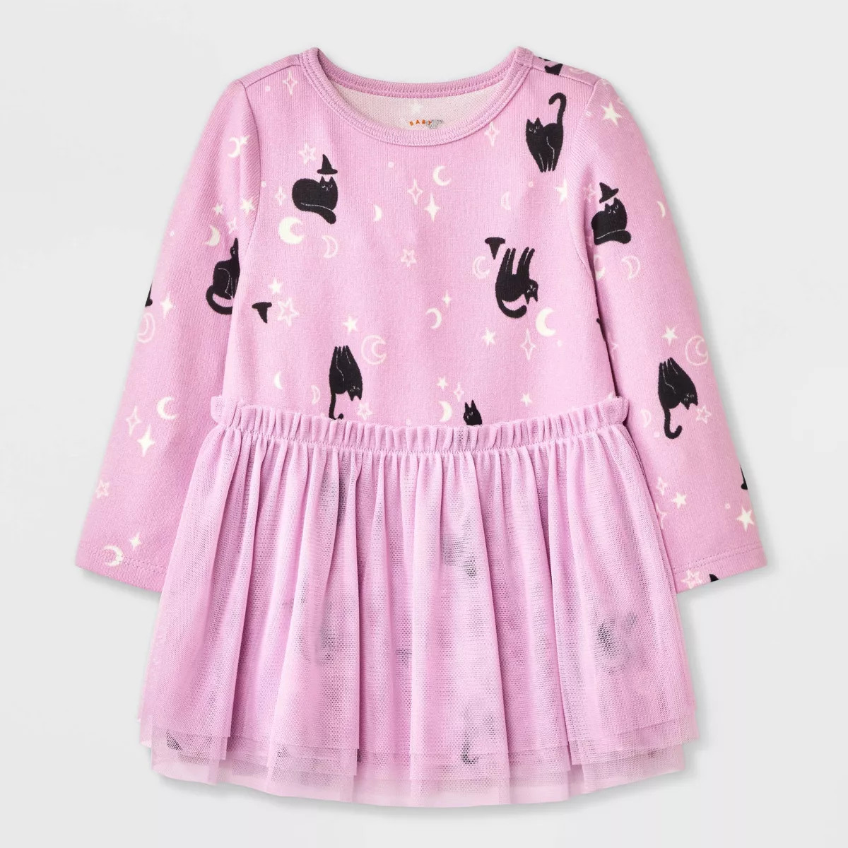 Baby Girls' Halloween Cat Witch Long Sleeve Tulle Dress - Cat & Jack™ Purple | Target
