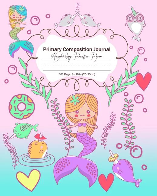 Primary Composition Journal: 100 Page Composition Notebook with Mermaid Unicorn and Narwhals - 10... | Walmart (US)