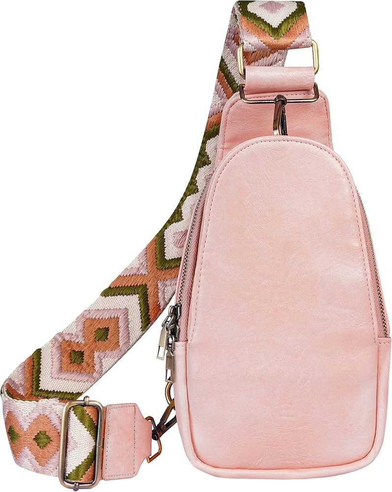 JXWENBYX Sling Bag for Women PU Leather Sling Bag Small Crossbody Sling Backpack Fashion Chest Ba... | Amazon (US)