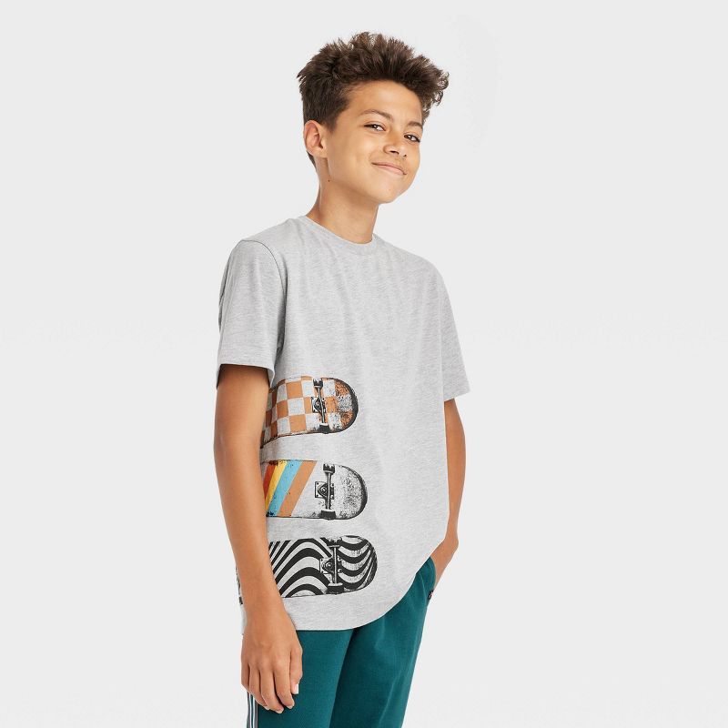 Boys' Skateboard Art Short Sleeve Graphic T-Shirt - art class™ Heather Gray | Target