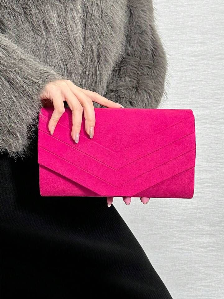 Rose Lady Velvet Evening Clutch Handbag Formal Party Clutch For Women With Chain Strap | SHEIN